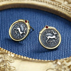 Boucles d'oreilles en forme de lapin sicilien et pièce de monnaie grecque E1002