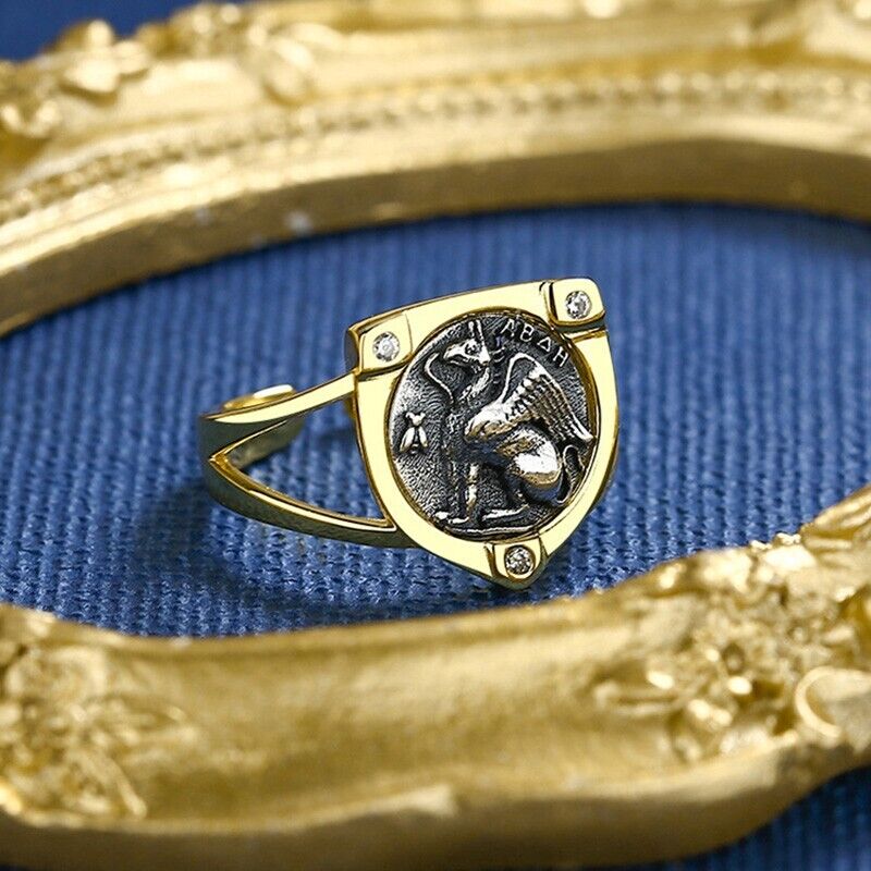 Griffin Hercules Bague de pièce de monnaie grecque R1053