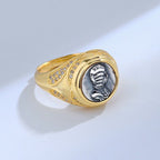 Bague CZ avec pièce de monnaie romaine antique R1046