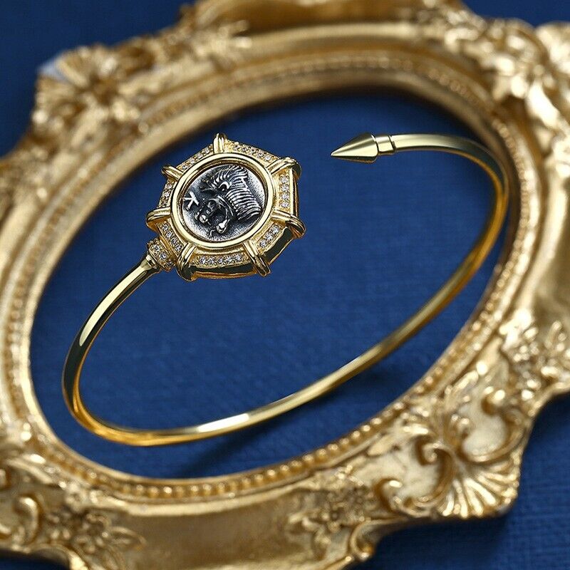 Bracelet jonc lion rugissant D1009