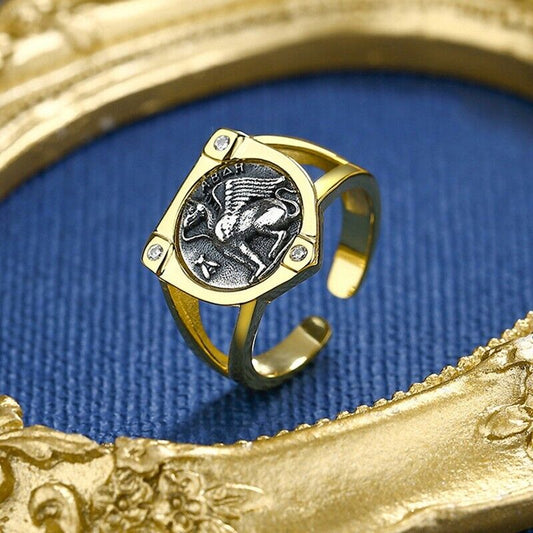 Griffin Hercules Bague de pièce de monnaie grecque R1053