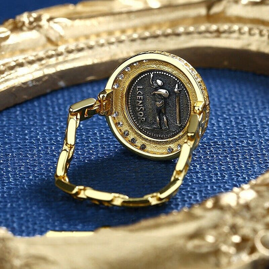 Bague réplique de pièce de monnaie romaine Apollo R1013