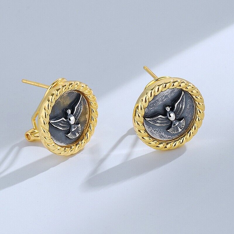 Boucles d'oreilles en pièces de monnaie grecques, aigle de mer, E1040
