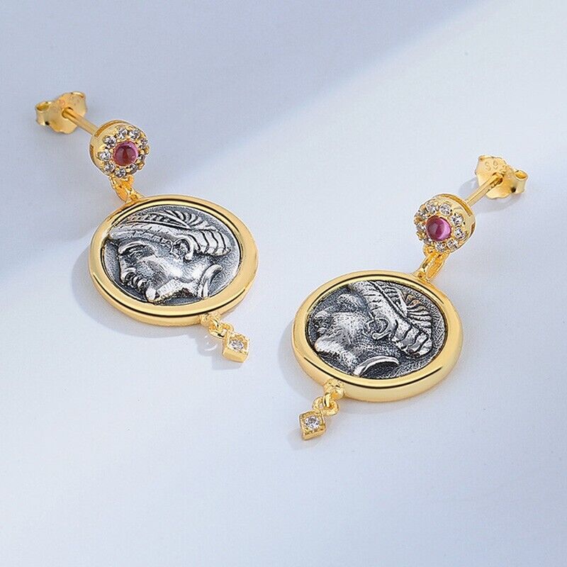 Boucles d'oreilles en pièces de monnaie grecques Aphrodite E1036