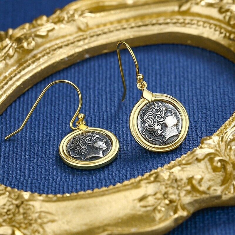 Boucles d'oreilles en pièces de monnaie grecques Démétrius E1073