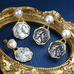 Boucles d'oreilles pièce de monnaie grecque Zeus E1021