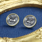 Boucles d'oreilles en pièces de monnaie grecques Gryphon Dolphin E1044