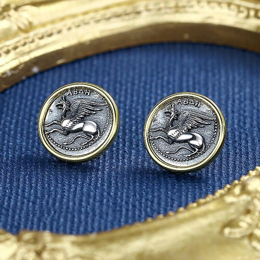 Boucles d'oreilles en pièces de monnaie grecques Gryphon Dolphin E1044