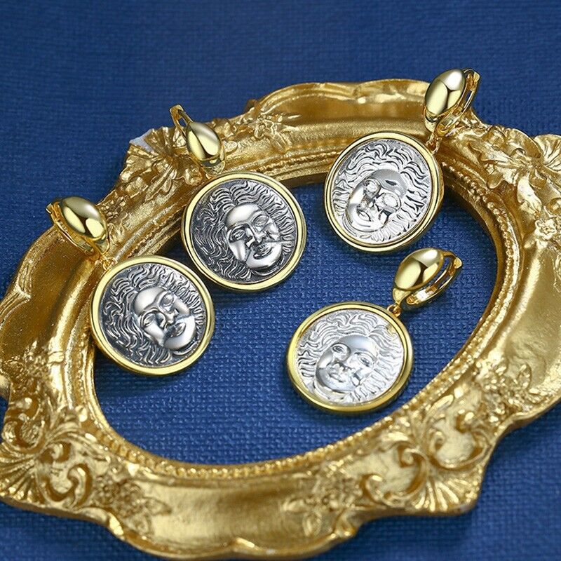 Boucles d'oreilles en pièces de monnaie grecques souriantes Apollo E1035
