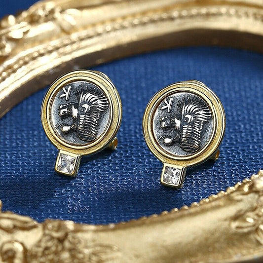Boucles d'oreilles en pièces de monnaie grecques Lion et Sanglier E1071
