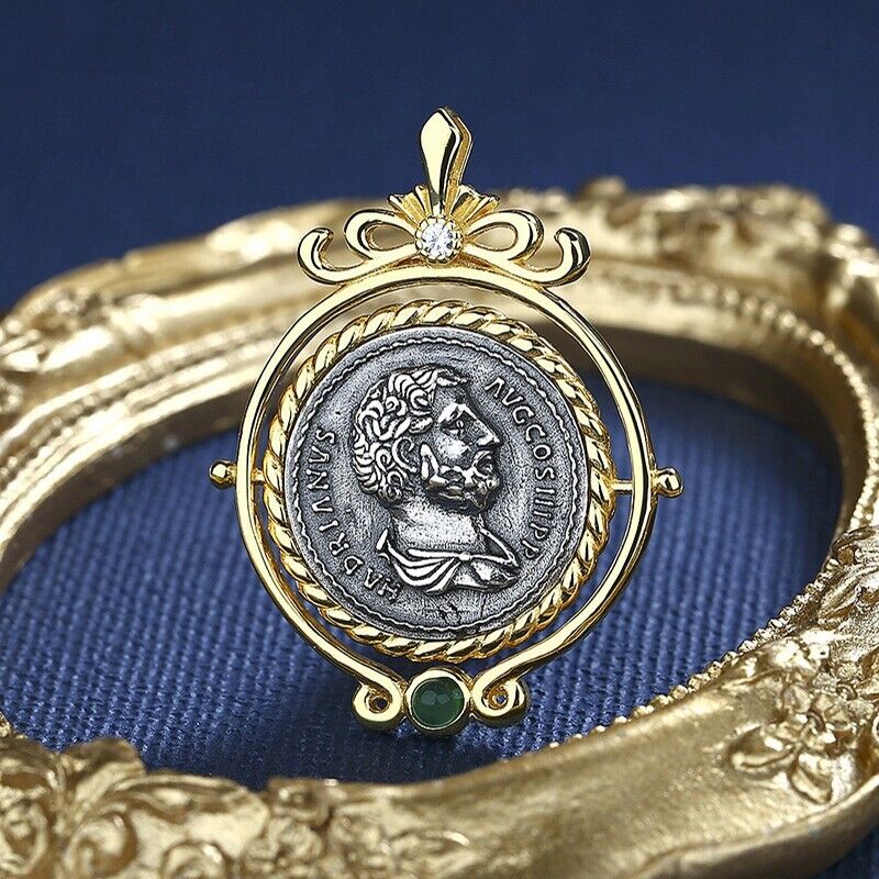 Pendentif pièce romaine rotative Hadrien N1027