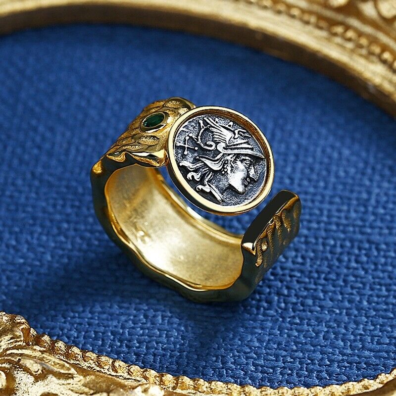 Bague large pièce de monnaie romaine battue R1004