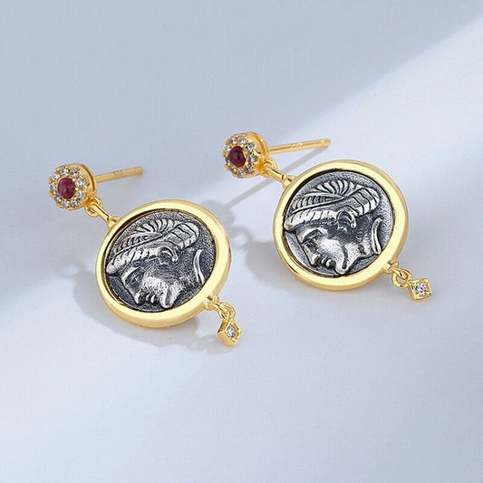Boucles d'oreilles en pièces de monnaie grecques Aphrodite E1036