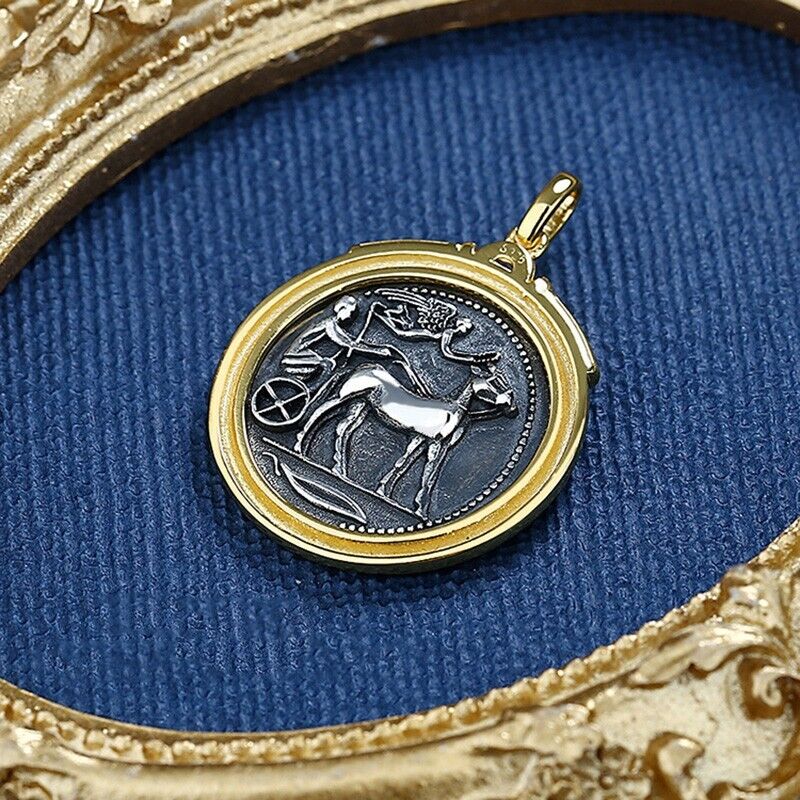 Pendentif pièce de monnaie grecque lapin de Sicile N1000