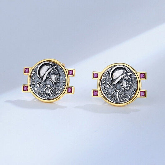 Boucles d'oreilles en pièces de monnaie grecques Mars E1067