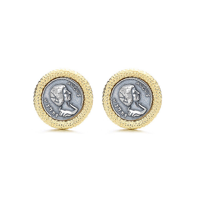 Boucles d'oreilles en pièces de monnaie grecques Poséidon E1055