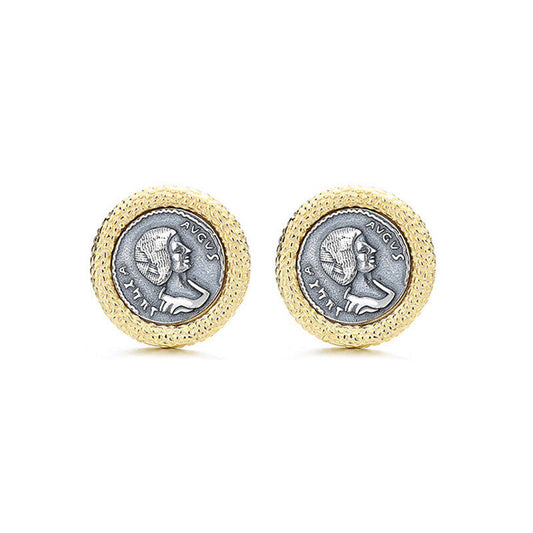 Boucles d'oreilles en pièces de monnaie grecques Poséidon E1055