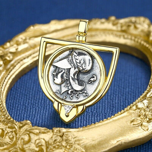 Pendentif pièce de monnaie grecque Athéna N1024
