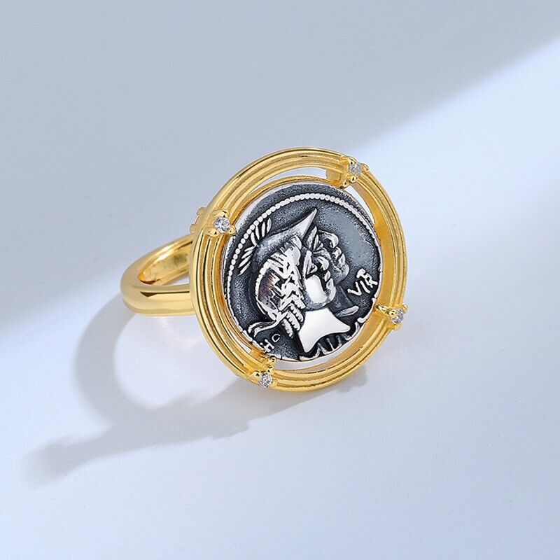 Bague de pièce de monnaie grecque antique Athéna R1047