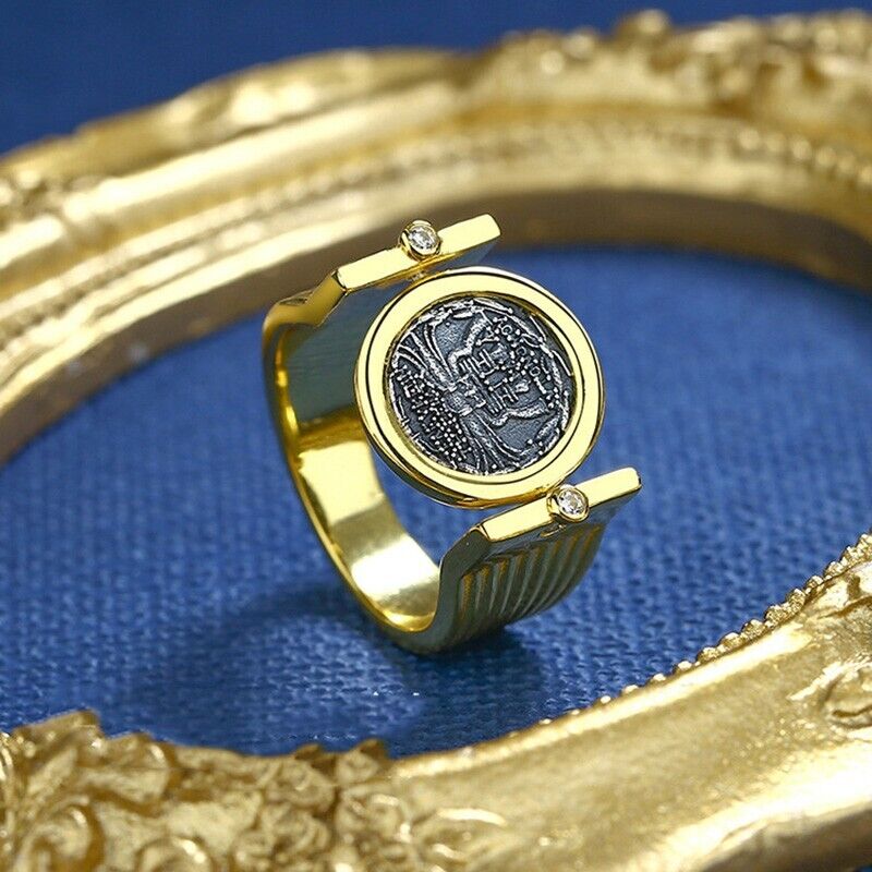Richesse Tyche Réplique Bague de pièce de monnaie grecque R1041