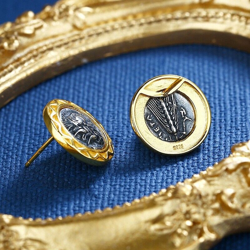 Boucles d'oreilles en pièces de monnaie grecques Demeter E1025