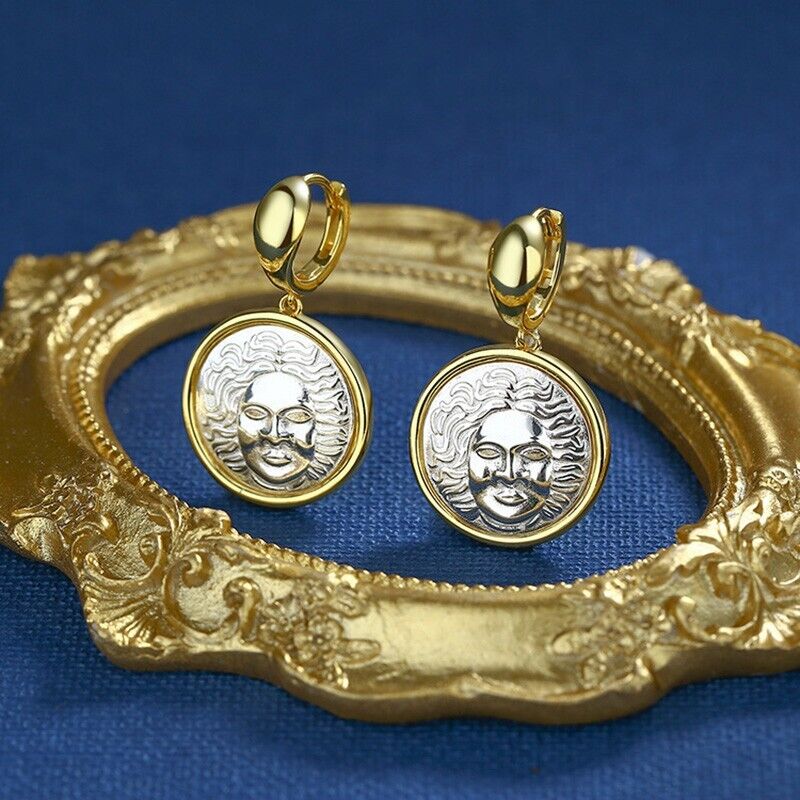 Boucles d'oreilles en pièces de monnaie grecques souriantes Apollo E1035