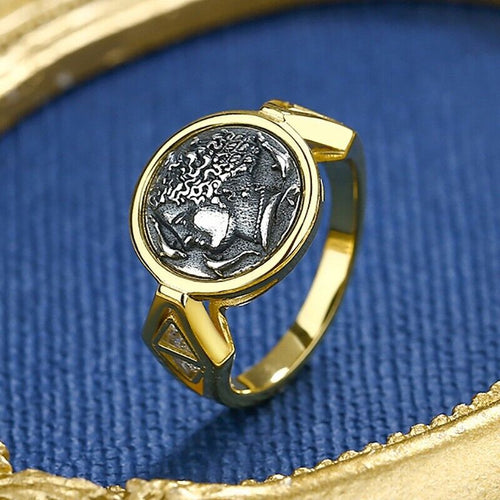 Bague de pièce de monnaie antique grecque Arethusa R1048