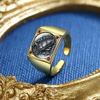 Bague de pièce de monnaie grecque, crabe sicilien, aigle de mer, R1077