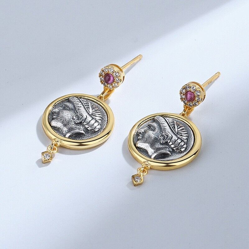 Boucles d'oreilles en pièces de monnaie grecques Aphrodite E1036
