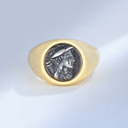 Bague de réplique de pièce de monnaie romaine Hermès grecque R1033
