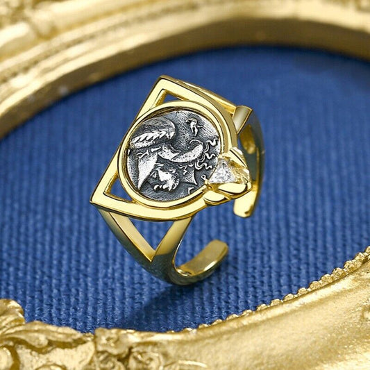 Bague de pièce de monnaie grecque Athena Shield R1054