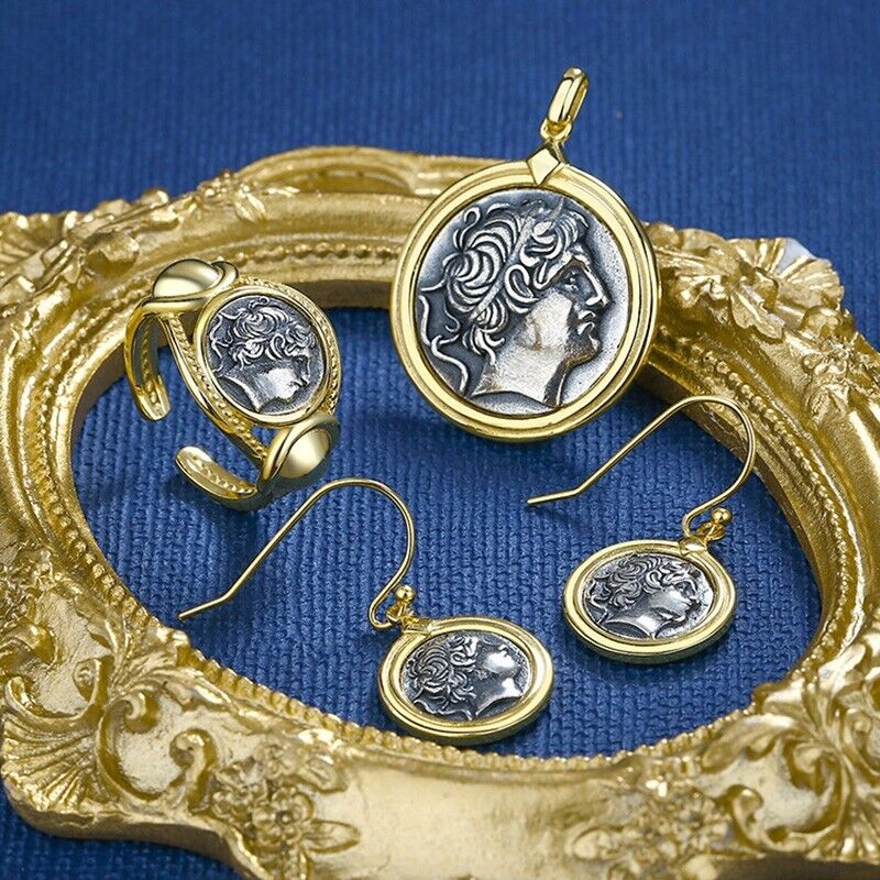 Boucles d'oreilles en pièces de monnaie grecques Démétrius E1073
