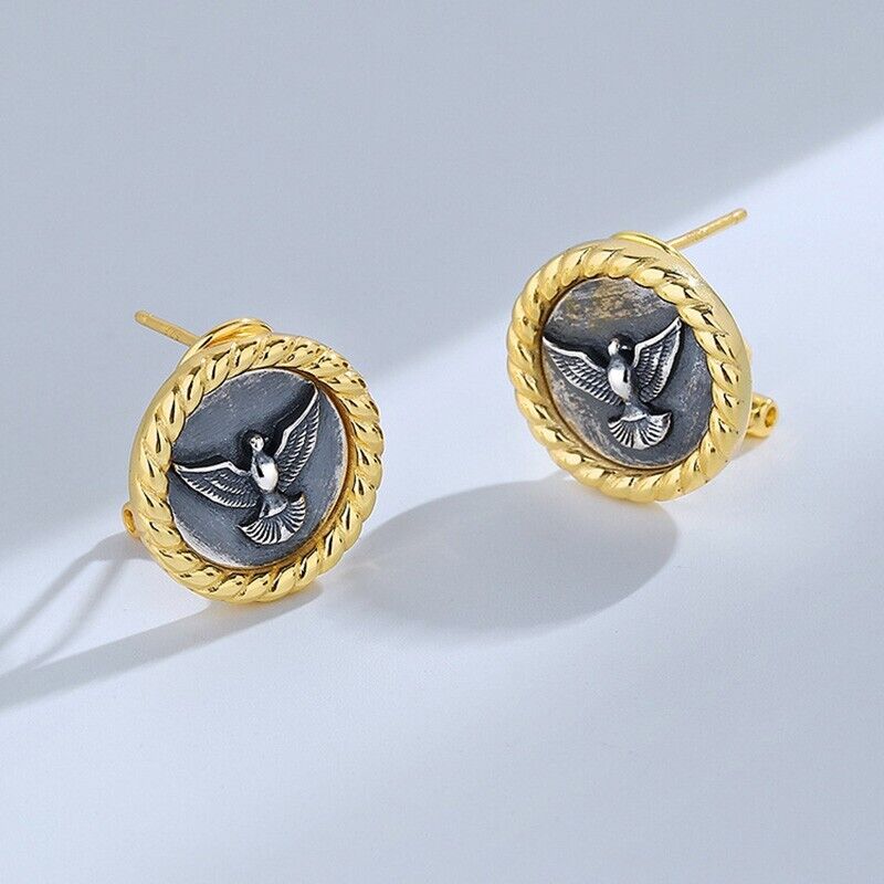 Boucles d'oreilles en pièces de monnaie grecques, aigle de mer, E1040