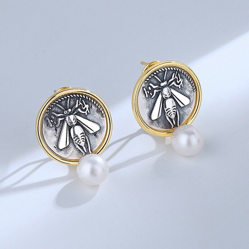 Boucles d'oreilles en pièces de monnaie grecques Ephesus Bee E1039