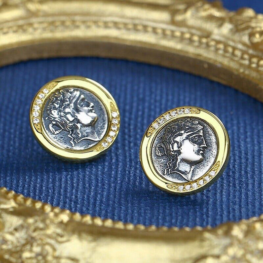 Boucles d'oreilles en pièces de monnaie grecques Dionysos E1065