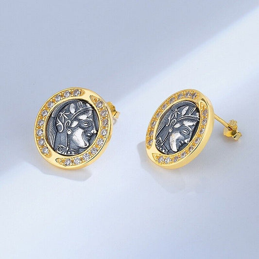 Boucles d'oreilles en pièces de monnaie grecques Athéna E1056