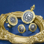 Bague grecque Hélios avec pièce de monnaie romaine R1018