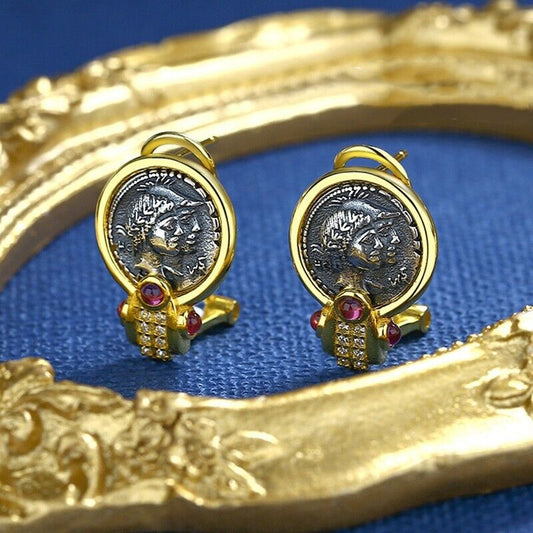 Boucles d'oreilles réplique de pièces de monnaie romaines E1008