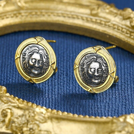 Boucles d'oreilles en pièces de monnaie grecques Helios E1045