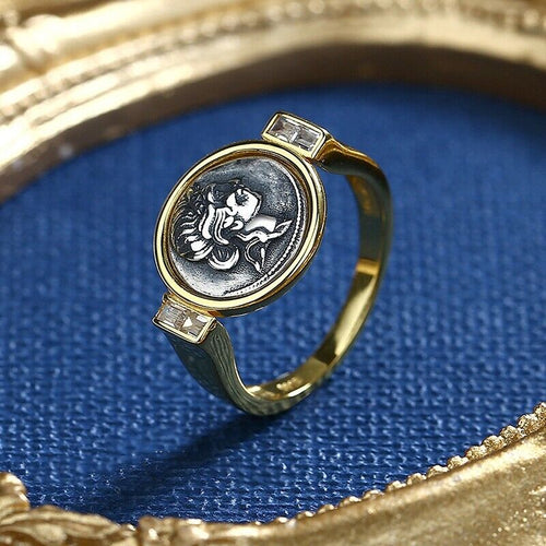 Bague César avec pièce de monnaie romaine R1032