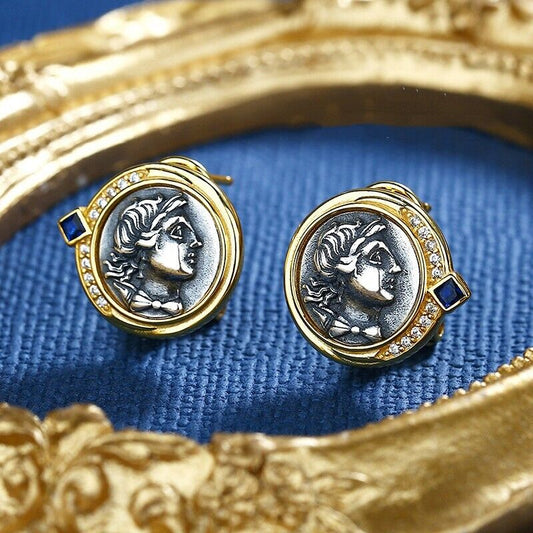 Boucles d'oreilles en pièces de monnaie grecques Artemis E1041