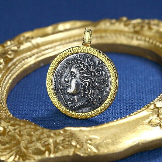 Pendentif à motifs de pièces de monnaie grecques Demeter N1030