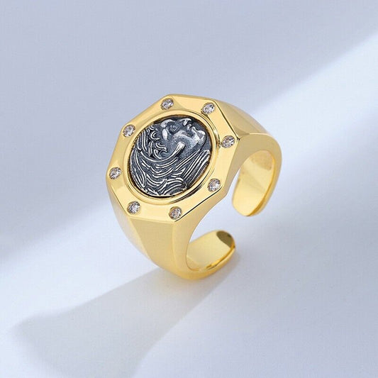 Bague de pièce de monnaie grecque Hercules R1038