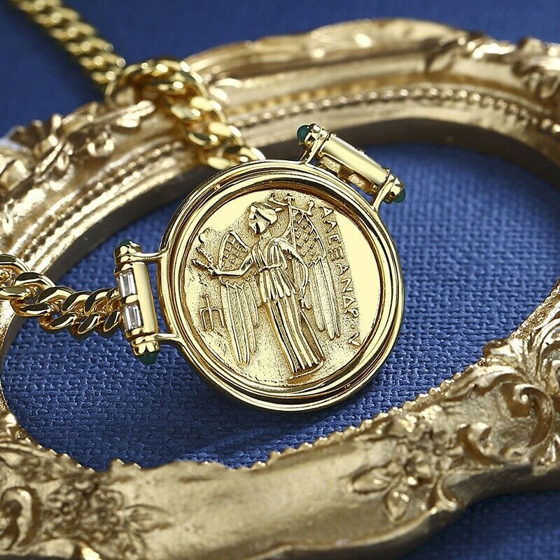 Collier de pièces de monnaie grecques Athéna N1009
