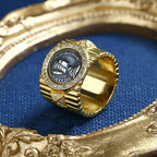 Julia Domna - Bague large avec pièce de monnaie romaine R1002