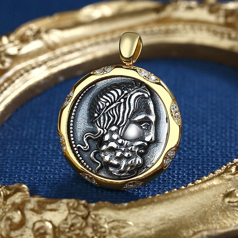 Pendentif pièce de monnaie grecque Poséidon N1026