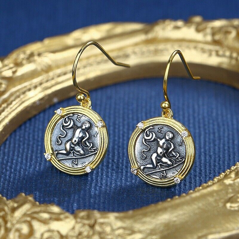Boucles d'oreilles Hercules en pièces de monnaie grecques E1032