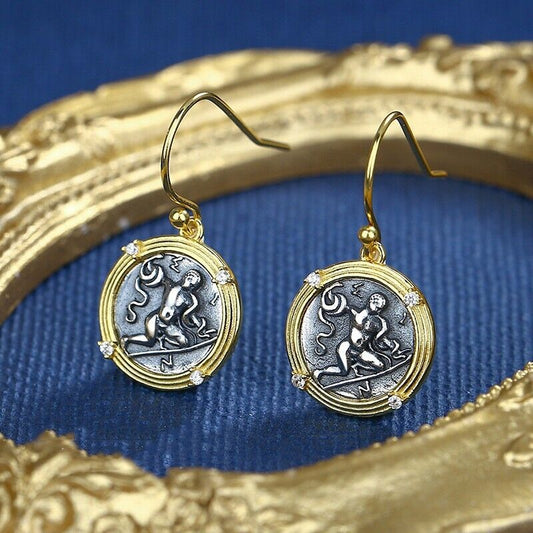 Boucles d'oreilles Hercules en pièces de monnaie grecques E1032