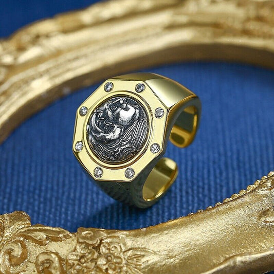 Bague de réplique de pièce de monnaie grecque Hercules R1055