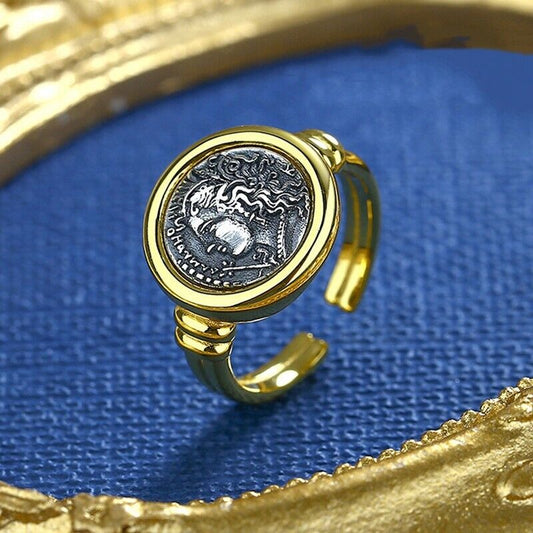 Bague de pièce de monnaie réplique grecque Demeter R1034